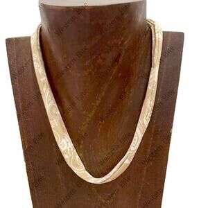 Beige Silk Feel Scarf Necklace
